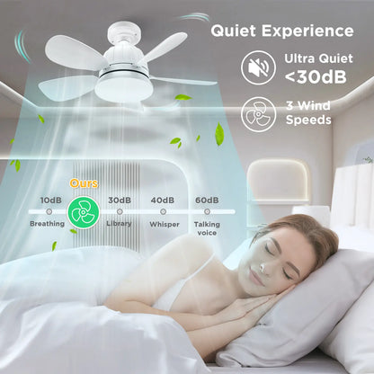 Socket Ceiling Fan Light with Remote | Dimmable LED Light & 3 Speed Quiet Cooling Fan