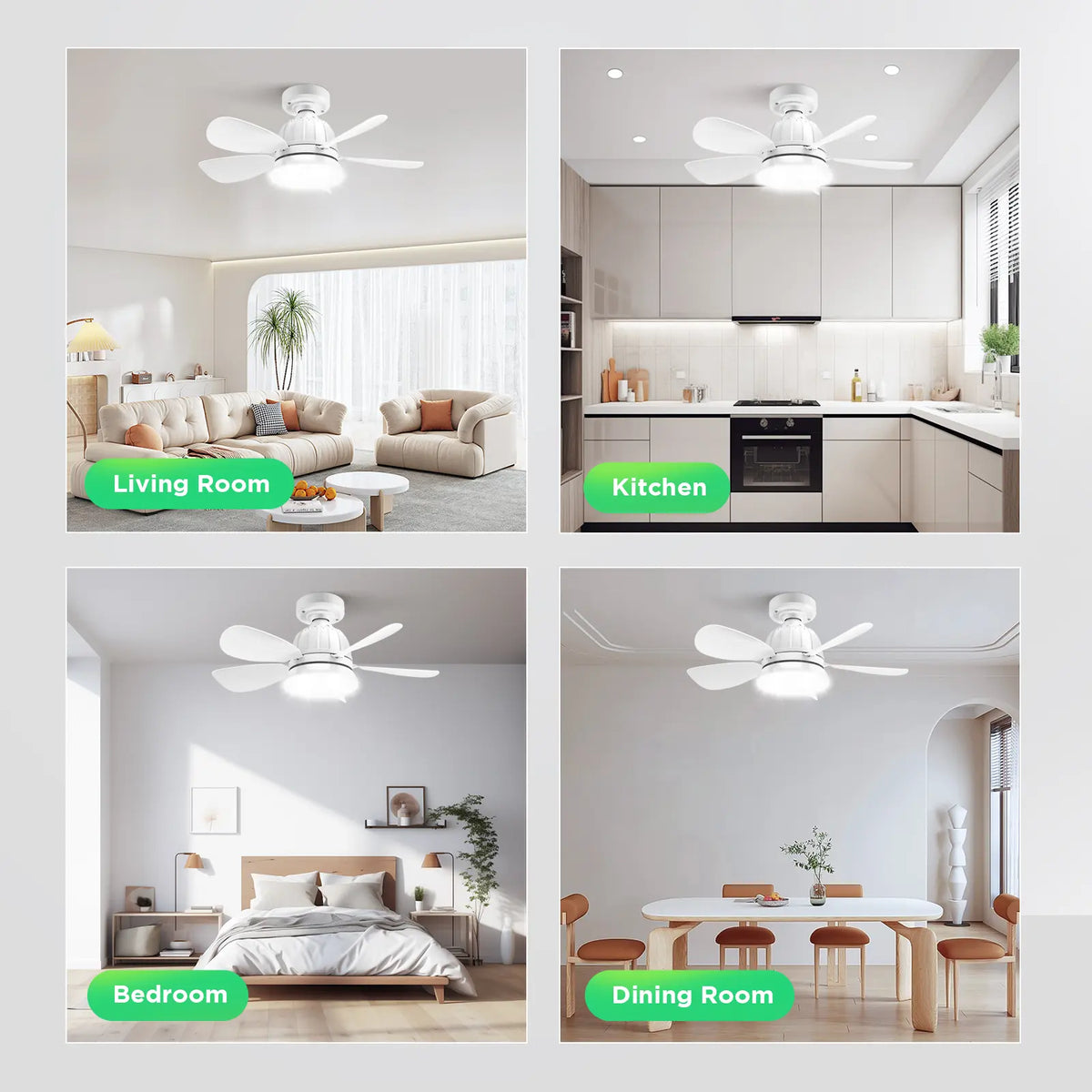 Socket Ceiling Fan Light with Remote | Dimmable LED Light & 3 Speed Quiet Cooling Fan