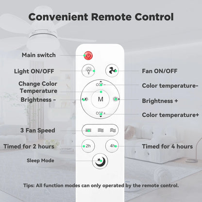Socket Ceiling Fan Light with Remote | Dimmable LED Light & 3 Speed Quiet Cooling Fan