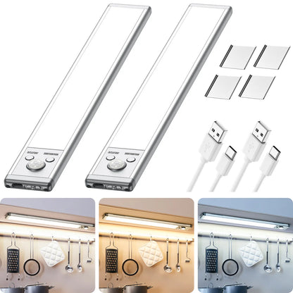 Motion Sensor Under Cabinet Lights | USB Rechargeable Dimmable LED Lights for Kitchen Closet Stairs & Garage