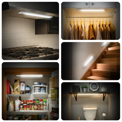 Motion Sensor Under Cabinet Lights | USB Rechargeable Dimmable LED Lights for Kitchen Closet Stairs & Garage