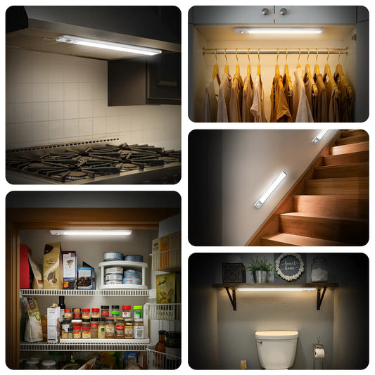 Motion Sensor Under Cabinet Lights | USB Rechargeable Dimmable LED Lights for Kitchen Closet Stairs & Garage