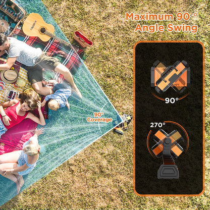 Portable Rechargeable Camping Fan with LED Light & 360° Rotating Hook